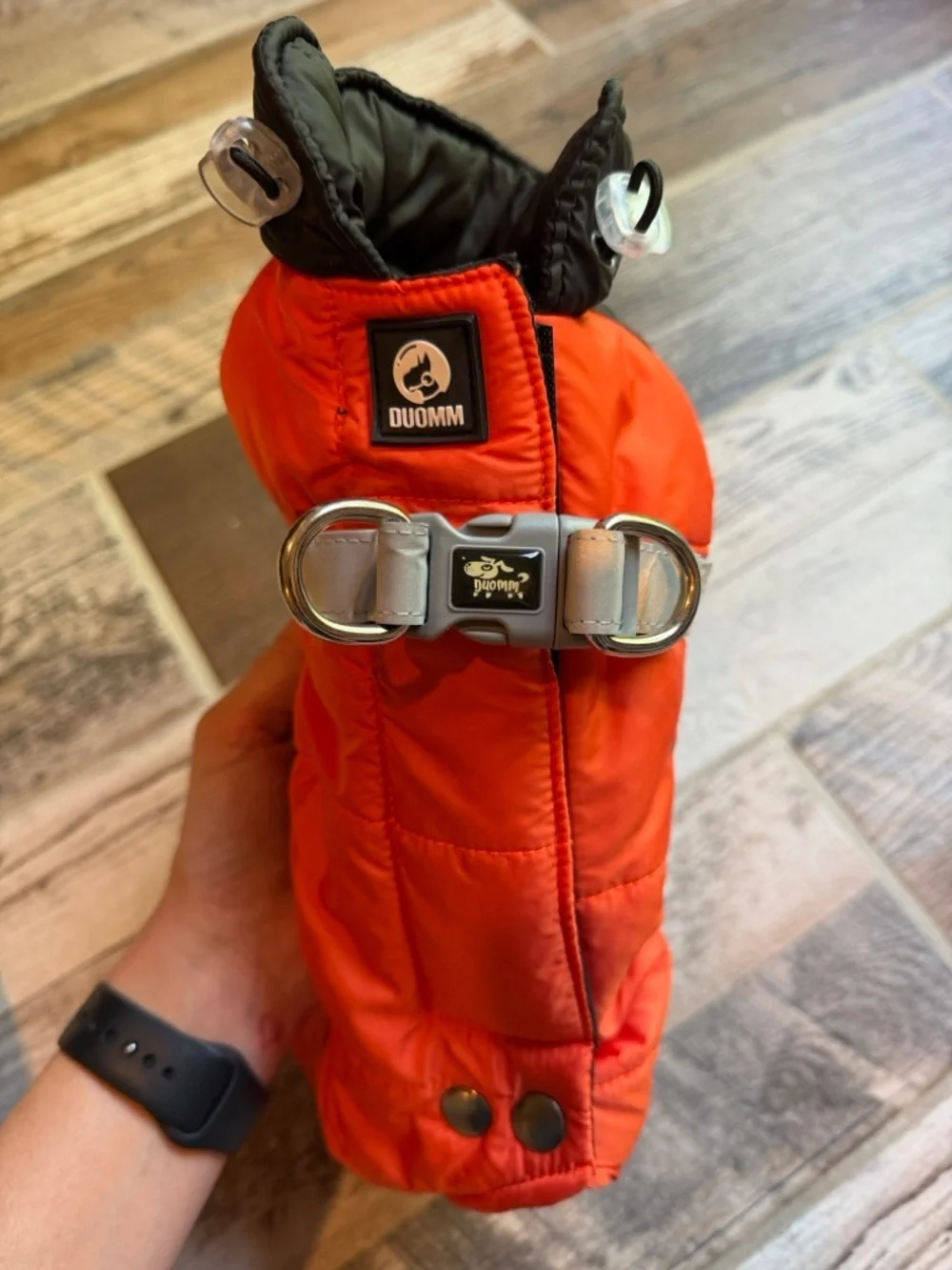 Dog Orange & Black Puffer Dog Jacket
